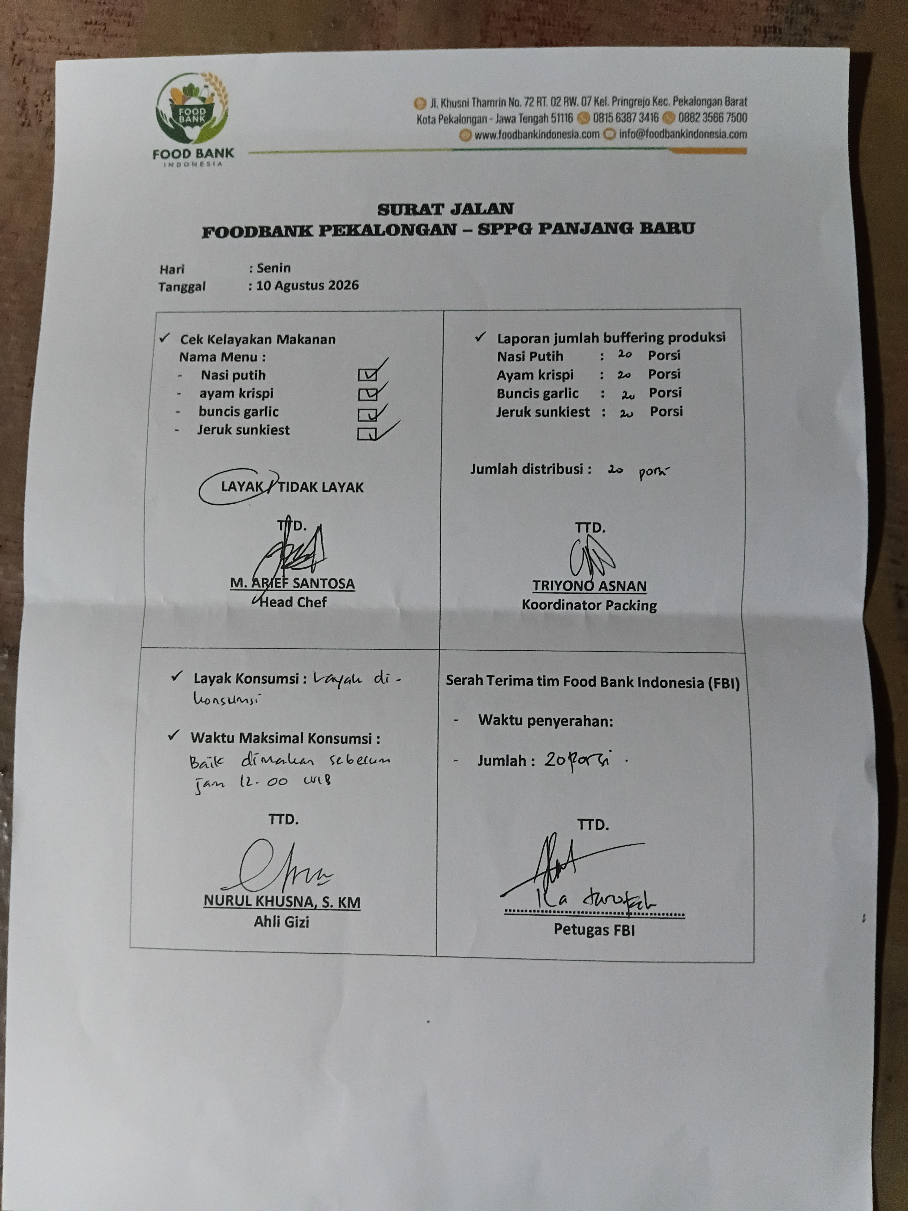 Penyaluran hari senin,10/08/26